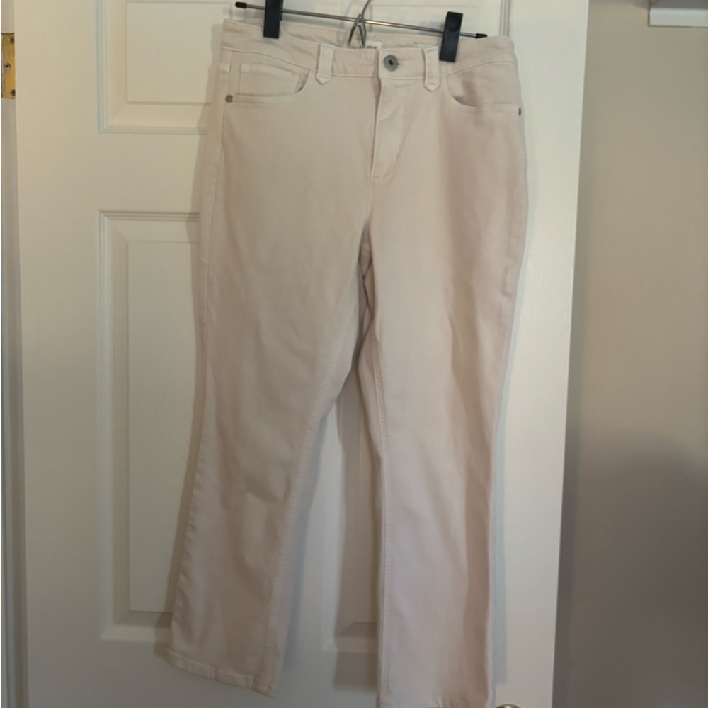 J. Jill Women's Cream Demi Boot Cut Ankle Jeans